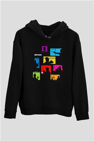 Archer Siyah Unisex Hoodie