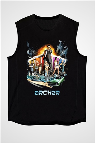 Archer Siyah Unisex Kolsuz Tişört