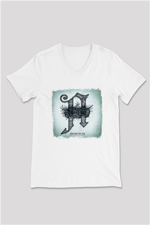 Architects Baskılı Unisex Beyaz V Yaka Tişört