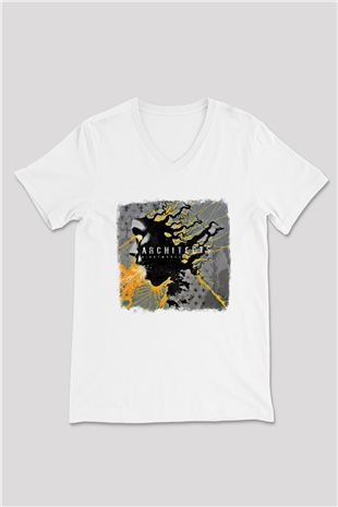 Architects Baskılı Unisex Beyaz V Yaka Tişört