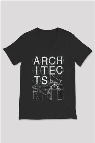 Architects Siyah Unisex V Yaka Tişört T-Shirt