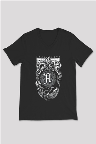 Architects Siyah Unisex V Yaka Tişört T-Shirt