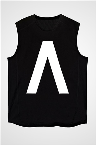 Archive Baskılı Unisex Siyah Kolsuz Tişört - Tshirt