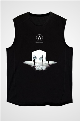 Archive Baskılı Unisex Siyah Kolsuz Tişört - Tshirt