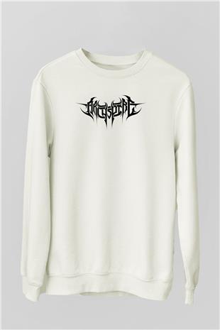 Archspire Baskılı Beyaz Unisex Sweatshirt