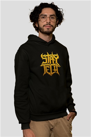 Archspire Baskılı Unisex Siyah Kapüşonlu Sweatshirt