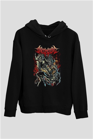 Archspire Baskılı Unisex Siyah Kapüşonlu Sweatshirt