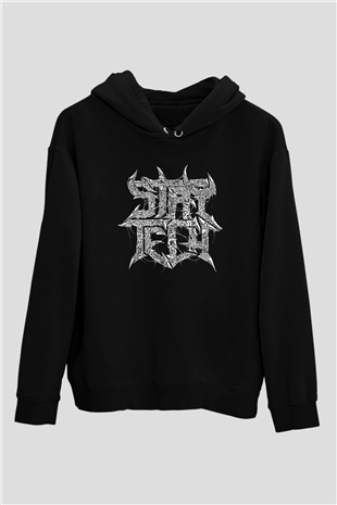 Archspire Baskılı Unisex Siyah Kapüşonlu Sweatshirt