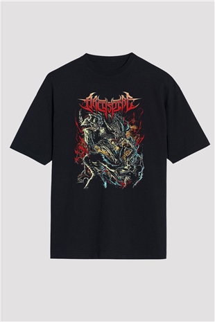Archspire Baskılı Unisex Siyah Oversize Tişört - Tshirt