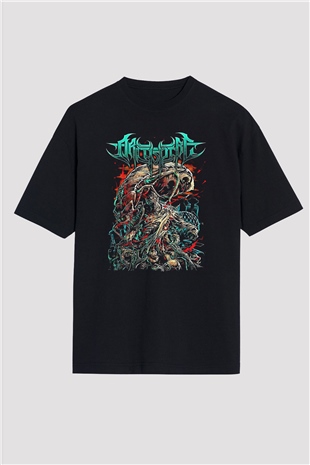 Archspire Baskılı Unisex Siyah Oversize Tişört - Tshirt