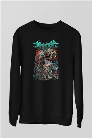Archspire Baskılı Unisex Siyah Sweatshirt