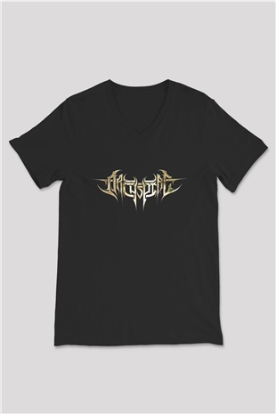 Archspire Baskılı Unisex Siyah V Yaka Tişört - Tshirt