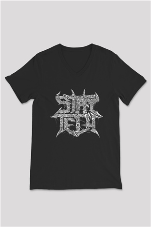 Archspire Baskılı Unisex Siyah V Yaka Tişört - Tshirt