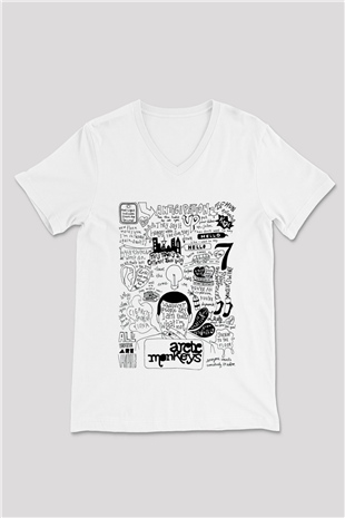 Arctic Monkeys Anticipation Beyaz Unisex V Yaka Tişört