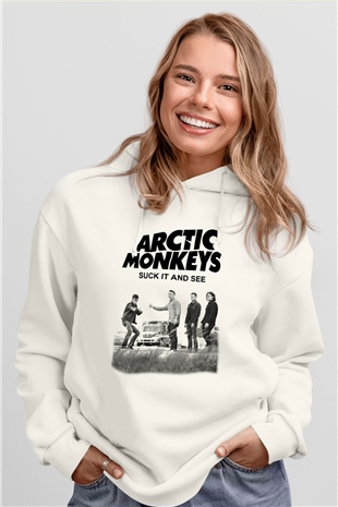Arctic Monkeys Beyaz Unisex Hoodie
