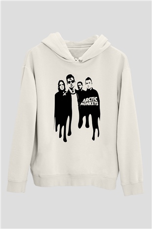 Arctic Monkeys Beyaz Unisex Kapüşonlu Sweatshirt