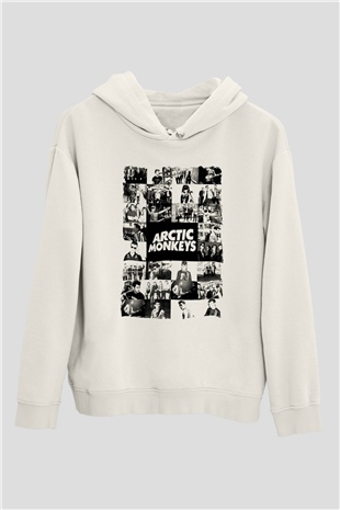 Arctic Monkeys Beyaz Unisex Kapüşonlu Sweatshirt