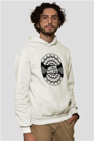 Arctic Monkeys Beyaz Unisex Kapüşonlu Sweatshirt