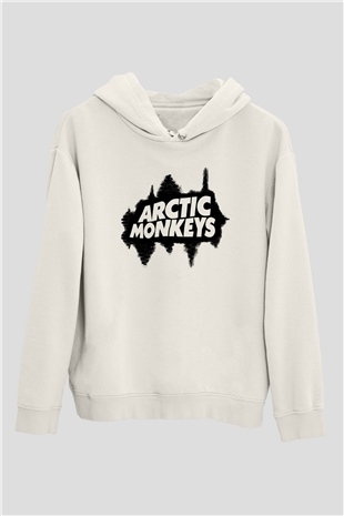 Arctic Monkeys Beyaz Unisex Kapüşonlu Sweatshirt