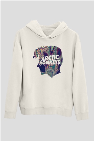 Arctic Monkeys Beyaz Unisex Kapüşonlu Sweatshirt