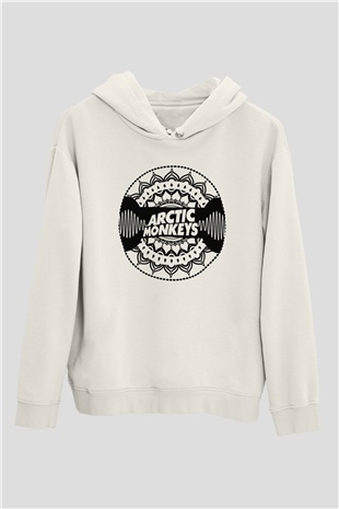 Arctic Monkeys Beyaz Unisex Kapüşonlu Sweatshirt