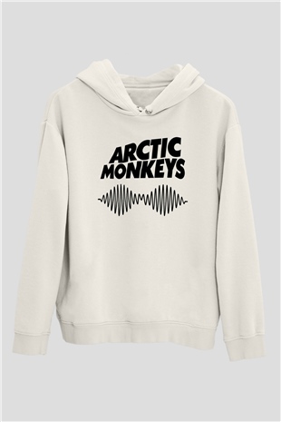 Arctic Monkeys Beyaz Unisex Kapüşonlu Sweatshirt
