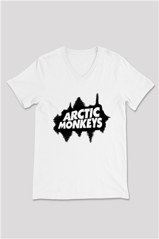 Arctic Monkeys Beyaz Unisex V Yaka Tişört