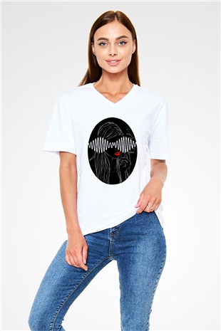 Arctic Monkeys Beyaz Unisex V Yaka Tişört