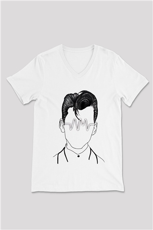 Arctic Monkeys Beyaz Unisex V Yaka Tişört