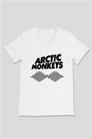 Arctic Monkeys Beyaz Unisex V Yaka Tişört