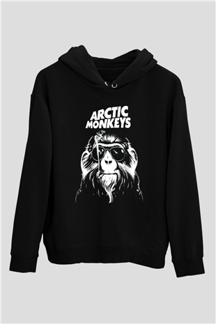 Arctic Monkeys Gözlüklü Maymun Siyah Unisex Kapüşonlu Sweatshirt