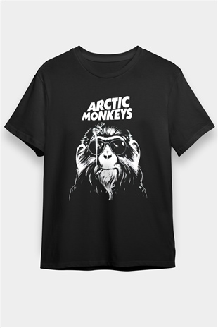 Arctic Monkeys Gözlüklü Maymun Siyah Unisex Tişört T-Shirt - TişörtFabrikası