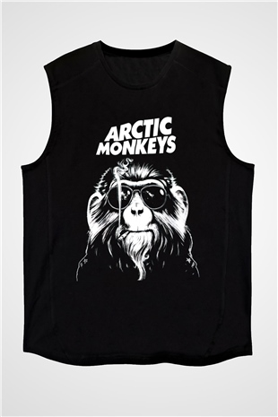 Arctic Monkeys Gözlüklü Maymun Siyah Unisex Kolsuz Tişört