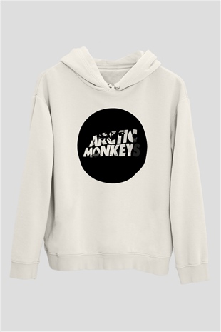 Arctic Monkeys Logo Beyaz Unisex Kapüşonlu Sweatshirt