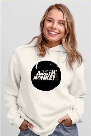 Arctic Monkeys Logo Beyaz Unisex Kapüşonlu Sweatshirt