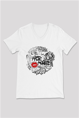 Arctic Monkeys One For The Road Beyaz Unisex V Yaka Tişört