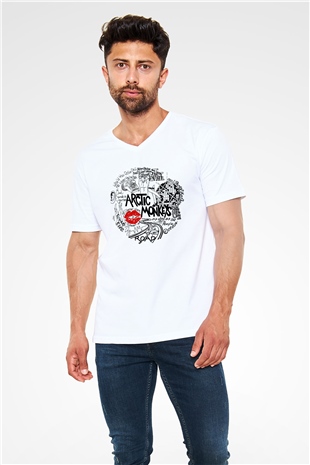 Arctic Monkeys One For The Road Beyaz Unisex V Yaka Tişört