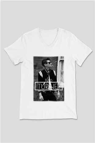 Arctic Monkeys Turner Beyaz Unisex V Yaka Tişört