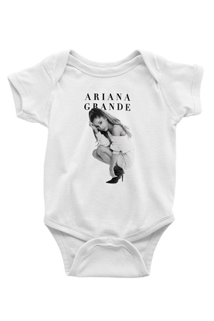 Ariana Grande Baskılı Beyaz Unisex Bebek Body - Zıbın