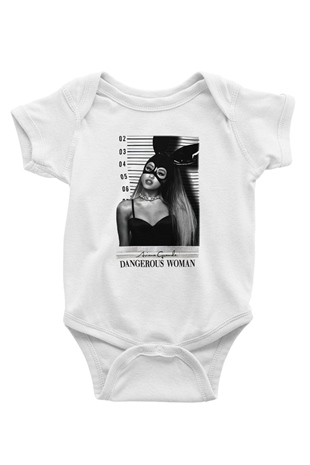 Ariana Grande Baskılı Beyaz Unisex Bebek Body - Zıbın