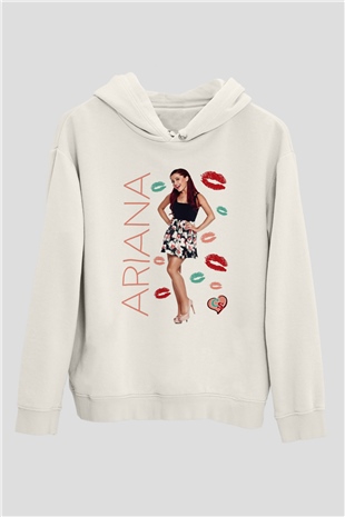 Ariana Grande Beyaz Unisex Kapşonlu Sweatshirt