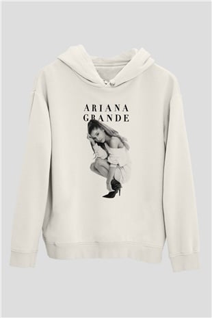 Ariana Grande Beyaz Unisex Kapşonlu Sweatshirt