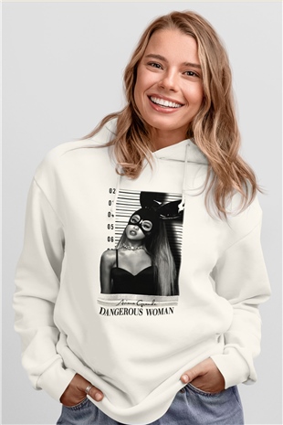 Ariana Grande Beyaz Unisex Kapşonlu Sweatshirt