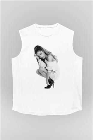 Ariana Grande Beyaz Unisex Kolsuz Tişört