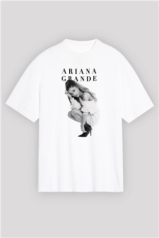 Ariana Grande Beyaz Unisex Oversize Tişört T-Shirt