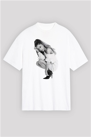 Ariana Grande Beyaz Unisex Oversize Tişört T-Shirt