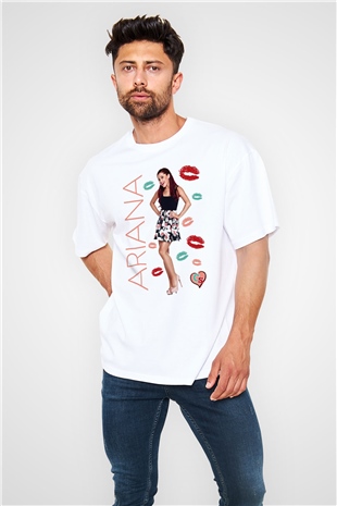 Ariana Grande Beyaz Unisex Oversize Tişört T-Shirt