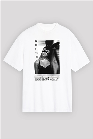 Ariana Grande Beyaz Unisex Oversize Tişört T-Shirt