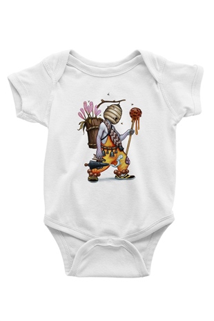 Arıcı Baskılı Beyaz Unisex Bebek Body - Zıbın