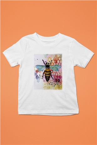 Arıcı Baskılı Beyaz Unisex Çocuk Tişört